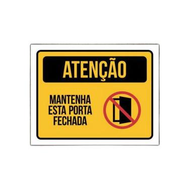 Imagem de Placa De Sinalização - Atenção Mantenha Porta Fechada 27X35