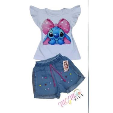 Imagem de Conjunto jeans infantil  stitch laco. - mc moda kids, P VESTE DE 1 /3 