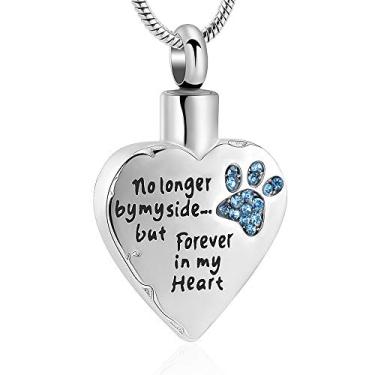 Imagem de Colar de urna de cremação com medalhão esculpido em meu coração Memorial Jewelia No Longer by My Side, But Forever in My Heart para cães e gatos
