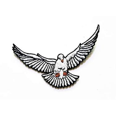 Imagem de Nipitshop Remendos Voando Pomba Branca Paz Amor Pássaro Logotipo Desenho Infantil Menino Jaqueta Camiseta Patch Costura Ferro em Sinal Bordado Presente Fantasia