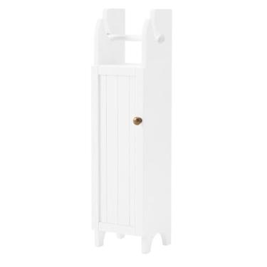 Imagem de Armário de armazenamento Dover Deluxe com dispensador de papel higiênico - Branco - 17,8 cm L x 71,1 cm A - Economizador de espaço e organizador de espaço para banheiro