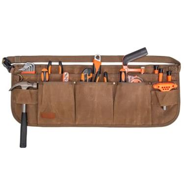 Imagem de peacechaos Cintos de Ferramentas de Cintura com 13 Bolsos, Avental de Ferramentas de Lona Encerada, Avental de Prego, Bolsa de Marcenaria, Comprimento Ajustável de 28 A 45"