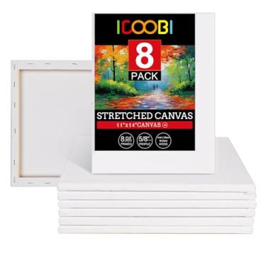 Imagem de idoobi Pacote com 8 Telas Esticadas 11X14 para Pintura 100% Algodão Tela Branca para Pintura, Telas de Arte para Óleo, Tinta Acrílica E Outras Mídias de Pintura, Scp11148-A