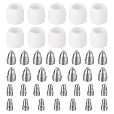 Imagem de HARFINGTON Kit de 40 peças de eletrodos de bocal de cortador de plasma P80 e consumíveis de copo de cobertura, ponta de bocal de 1,3 mm