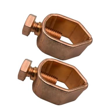 Imagem de Braçadeira de haste de aterramento, ótima para hastes de aterramento de 1/5.1 cm - 5/20.3 cm, vergalhões ou tubos (braçadeira de aterramento pacote com 2 peças)