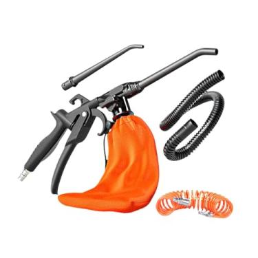 Imagem de Milageto Compressor de Ar Soprador Aspirador de Pó Industrial com Saco Coletor de Pó Removível 2 em 1 Ferramenta de Limpeza Pneumática, com Tubo de Mola, Tamanho real