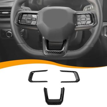 Imagem de Hoolcar Capa de volante interior console central capa de acabamento de volante adequada para Ford Mustang 2024-2025, acessórios interiores, fibra de carbono