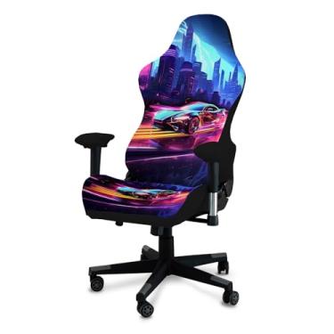 Imagem de QYZDLM Capas para cadeira de jogos, impressão 3D, esticável, macia, antiderrapante, fácil de instalar, capa para cadeira gamer com capa para apoio de braço (sem cadeira) (E)