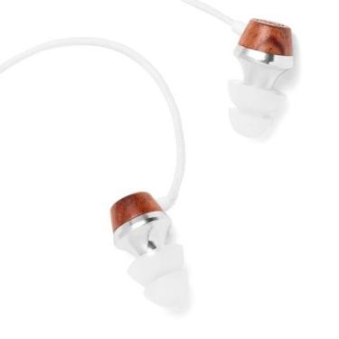 Imagem de Symphonized ALN Fones de ouvido intra-auriculares de madeira genuína premium com isolamento de ruído, fones de ouvido com microfone (branco)