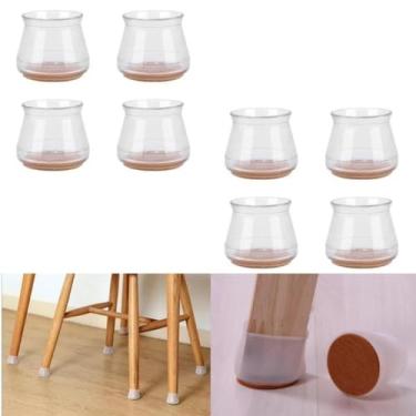 Imagem de KIT 8 PROTETOR DE PÉ DE CADEIRA COM FELTRO DE SILICONE FLEXIVEL MESA E MOVEIS COZINHA SERVE PÉ REDONDO OU QUADRADO SEM BARULHOS E ARRANHOES NO PISO NÃO RISCA RESISTENTE UNIVERSAL PRATICO (BRANCO)
