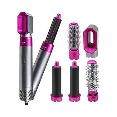 Imagem de Escova Secadora 5 em 1 - Escova Modeladora 127V, Alisadora, Cacheadora, Multifuncional, Íons, Cabelos Lisos e Ondulados, Secador, Chapinha, Pente Alisador