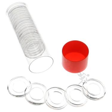 Imagem de OnFireGuy Red Capsule Tube & 20 Direct Fit A-16 Coin Holder Capsules for 1/10oz Gold Eagles
