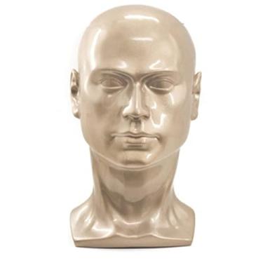 Imagem de YJIUYUANQ Cabeça de manequim masculino profissional cabeça de manequim para exibição de perucas chapéus fones de ouvido óculos de sol joias e suporte de exibição Scravat (cor champanhe), 1 peça