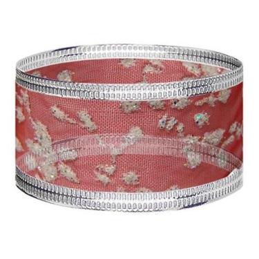 Imagem de 30m Fita Natal Aramada Organza Glitter 2,5cm Várias Cores - Fitas Regi