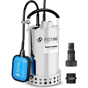Imagem de Bomba de depósito completa de aço inoxidável 304 com interruptor de flutuação - 1HP, 4000 GPH, bomba de água submersível automática, remoção rápida de água em piscinas, porões, esgoto, calefator de