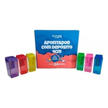 Imagem de Apontador com Depósito 4cm Cores Vibrantes - Kit com 24 Unidades | Para Escola e Escritório