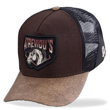 Imagem de Boné Trucker Telinha Atrevidu's Country Cavaleiro, Marrom, Preto, Tama