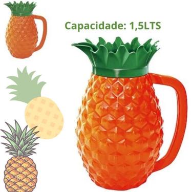 Imagem de Jarra De Plastico Abacaxi 1,5L Suco Agua Decorativa C Tampa