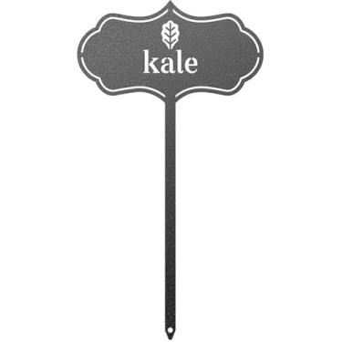Imagem de RealSteel - Marcadores de sementes e plantas – Estacas de jardim de ervas para uso interno/externo – Etiquetas elegantes de sementes de frutas/vegetais – Etiquetas de plantas duráveis para vasos – Design elegante para fazenda/estufa (couve)