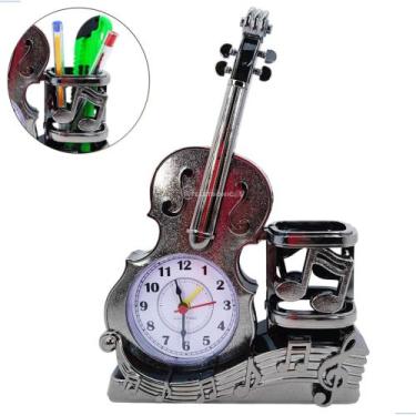 Imagem de Relógio Violino Despertador Criativo e Funcional com Porta Lápis para 