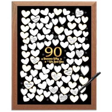 Imagem de 90 Reason Why We Love You, decoração de parede de aniversário de 90 anos, presentes de aniversário para mulheres e homens, tela para convidados, decoração de 90 anos ou lembrancinhas de festa de