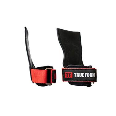 Imagem de Luvas de levantamento de peso True Form Grips Alças resistentes Ganchos de levantamento de energia alternativos Melhor para Deadlifts Ajustável de Neoprene Almofadas de pulso Suporta o Bodybuilding Crossfit Pro Workout, Vermelho, Large