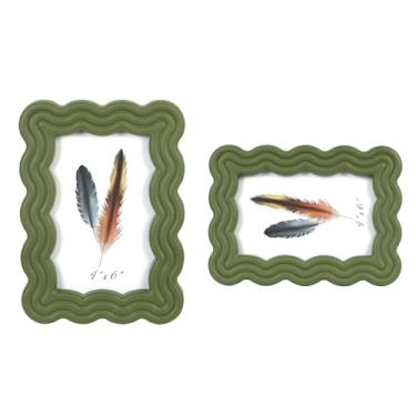 Imagem de DECOCIAGA Porta-retrato 10 x 15 cm, exiba imagens 10 x 6 com tapete, moldura de madeira com borda ondulada para mesa e pendurar na parede, com acrílico transparente para exibição vertical ou