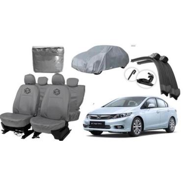 Imagem de Kit capa Civic 2011 a 2017 + couro cinza + limpador - ferro tech br