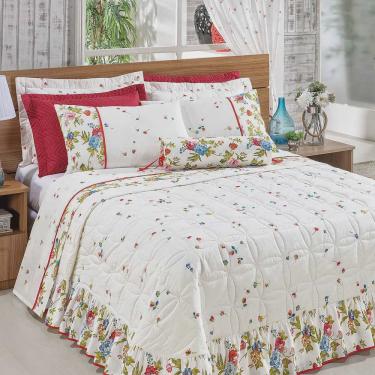 Imagem de Enxoval Cobre Leito Fiorella Casal Queen Rubi 04 Peças Percal 160 Fios - Bordados Ricardo