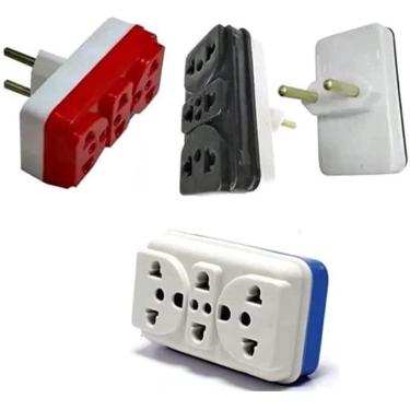 Imagem de Adaptador De Tomada Benjamim T Com 3 Entradas