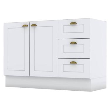 Imagem de Balcao Pia 2 Portas 3 Gavetas 120 cm C353 Americana Branco Henn