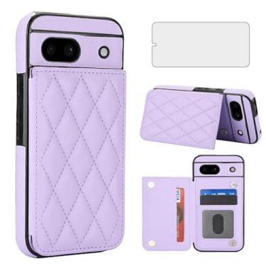 Imagem de Asuwish Capa de telefone para Google Pixel 8A capa carteira com protetor de tela de vidro temperado e suporte de cartão de crédito RFID de couro com compartimento para suporte, acessórios robustos