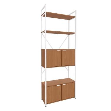 Imagem de Estante Alta 4 Portas 202x72 Cm Li018 Canela Branco