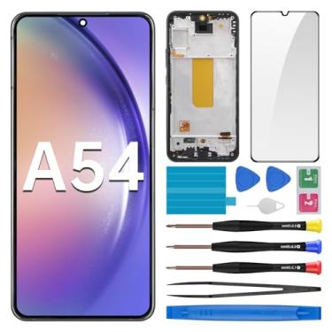 Imagem de BESJMYT Substituição de tela para Samsung Galaxy A54 com moldura LCD digitalizador sensível ao toque, montagem completa, vidro fixo com kit de ferramentas de reparo SM-A546U SM-A546U1