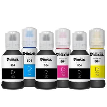 Imagem de Kit 06 refil de tintas T504 Compatível Para Epson L6270 - Bulk Ink Do 