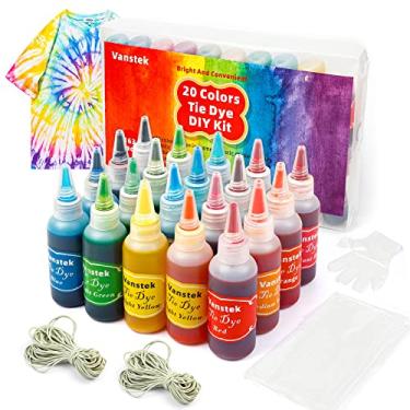 Imagem de Vanstek Kit tie dye de 20 cores, camiseta tie dye para mulheres, crianças, homens, com elásticos, ótimo para amigos da família, suprimentos de festa em grupo