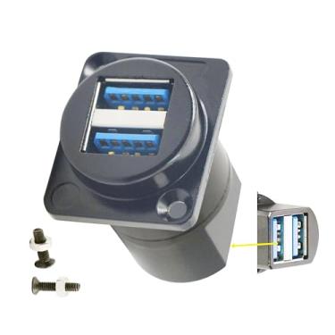 Imagem de FENGHAISHUN Acoplador USB3.0 tipo D fêmea para fêmea conector de soquete de montagem sem solda painel D duplo 2 portas USB 3.0 adaptador de passagem série com parafusos para PC, TV, projetor