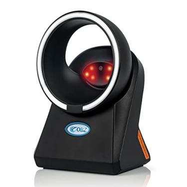 Imagem de Scanner de código de barras 2D com cabo USB, 1D 2D QR Desktop Scanner de código de barras omnidirecional 2D leitor de código de barras mãos-livres com cabeça de digitalização ajustável, funciona com