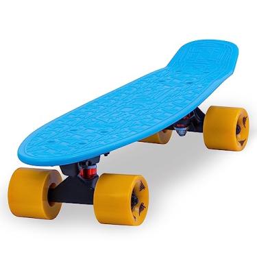 Imagem de Flybar Skate Cruiser de plástico completo de 55,88 cm, deck antiderrapante personalizado, várias cores (azul laranja)
