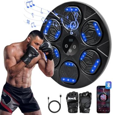 Imagem de Máquina de boxe musical Bluetooth inteligente, máquina de montagem na parede com luvas de boxe, equipamento de treino de alvo de boxe para adultos e crianças, saco de pancadas de música eletrônica