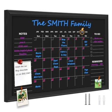 Imagem de TORASO Calendário de quadro-negro, quadro de giz magnético de 59,9 cm × 90 cm, quadro negro mensal e semanal, planejador familiar (Family-HB-6090-new)