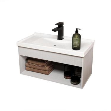 Imagem de Gabinete Banheiro Em Mdf E Cuba - Livorno Cinza 60Cm - Riverzza