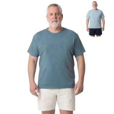 Imagem de Kit 2 Camisas Masculina Manga Curta Plus Size Malha Fria - Genérica, G