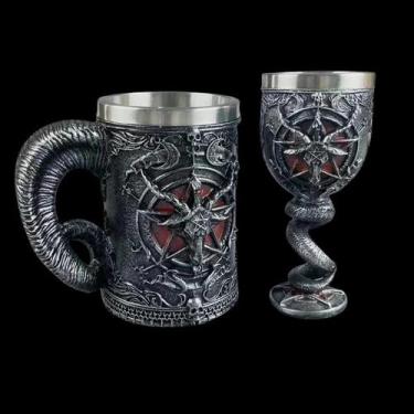 Imagem de Taça De Vinho De Cabra Satânica, Aço Inoxidável, Cálice Oculto, Decora