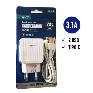 Imagem de Carregador Rápido 3.1A - Type C - 2 Entradas USB - Inova