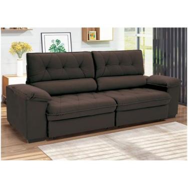 Imagem de Sofá 4 Lugares Retrátil Reclinável Suede Hannover Linoforte, Café, 4 l