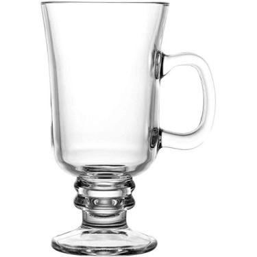 Imagem de Caneca 250ml Avulsa Para Cappuccino e Café De Vidro Com Pé e Alça - Ly