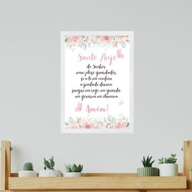 Imagem de Quadro Cristão - Oração Santo Anjo 45X34Cm - Com Vidro - Quadros On-Li