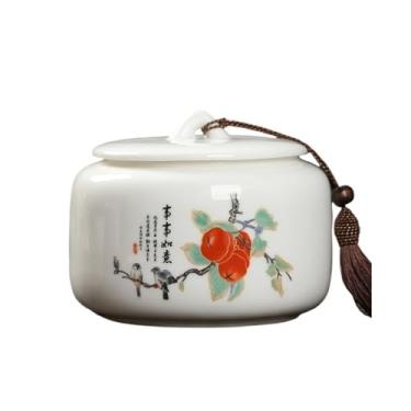 Imagem de Lata de Chá Lata de chá de cerâmica com tampa, jarra de armazenamento de grande capacidade para servir café moído, chá, açúcar, sal e muito mais Lata de Chá(Red)