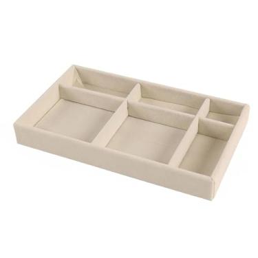 Imagem de Porta Jóias de Veludo para Closet Gavetas Bandeja Organizador de Bijuterias Anel Brinco Relógio Pulseira e Colares (BEGE (BAN-02))